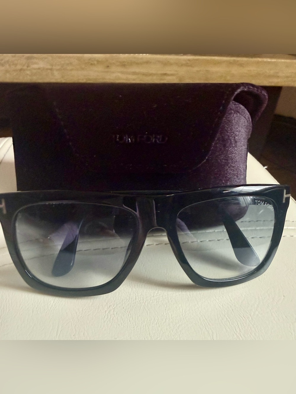 Tom Ford Black Sunglasses with Gradient Gray Lenses